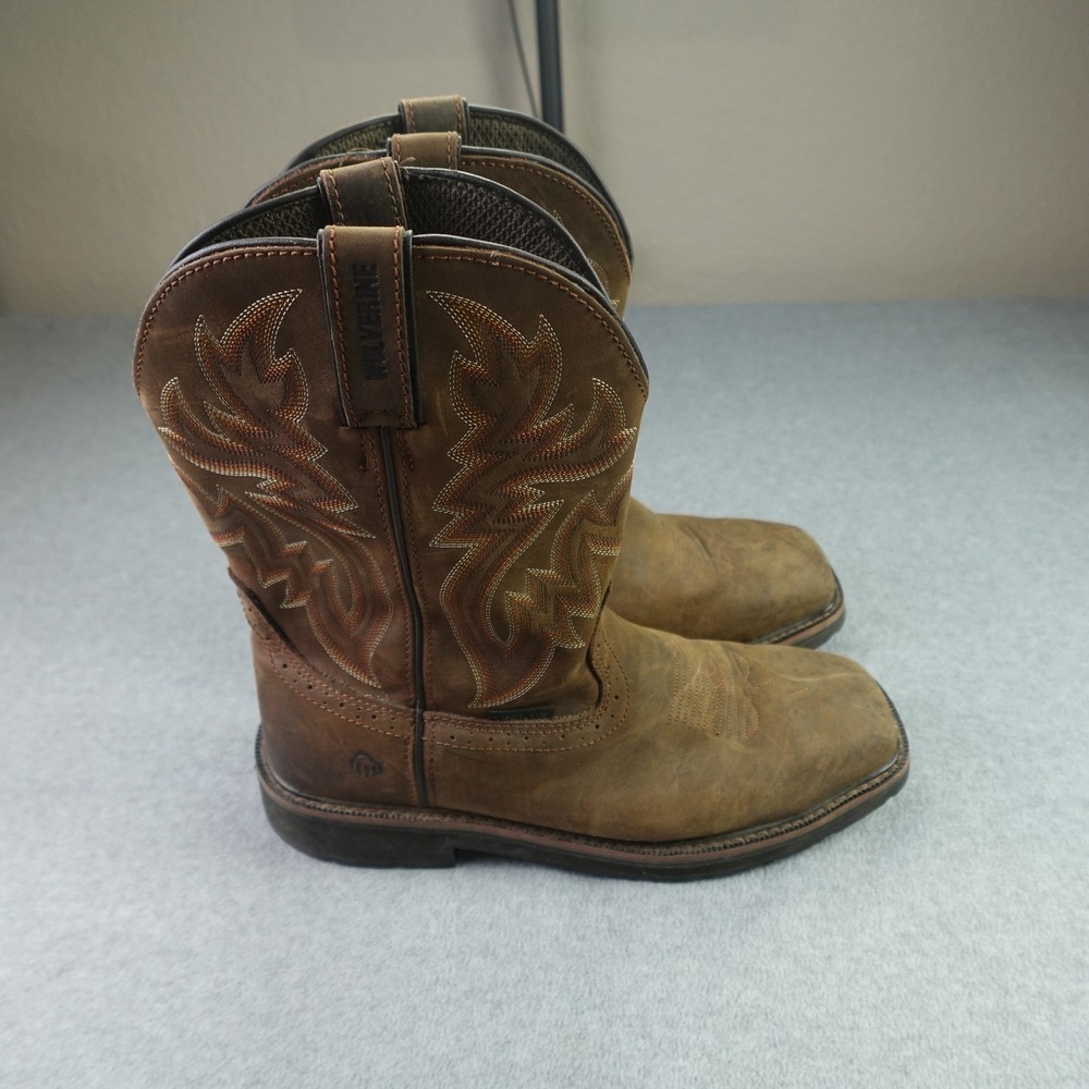 Wolverine Rancher Boots Mens 10.5 EW Brown Western Steel Toe Work Safety
